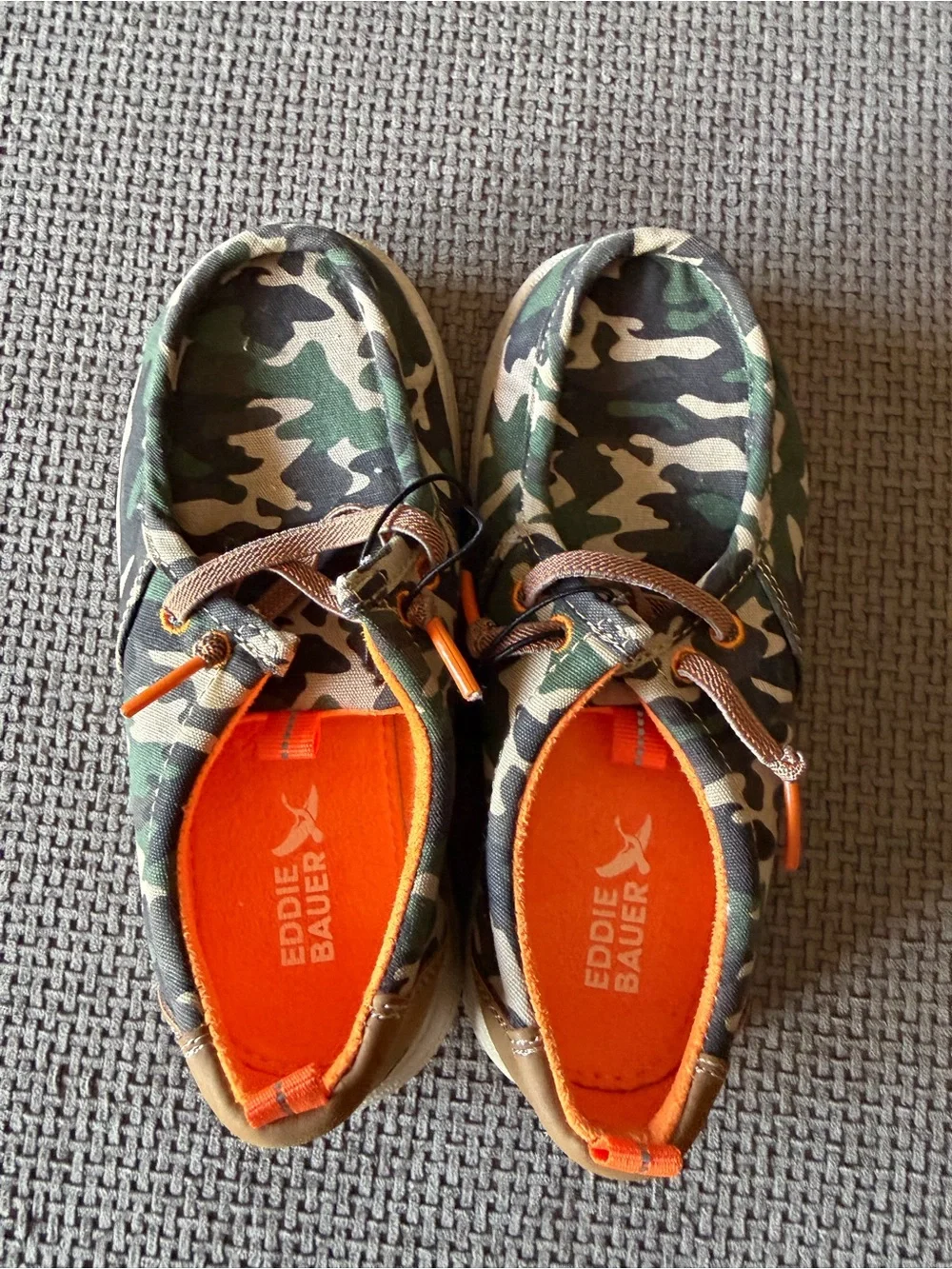 Eddie Bauer Boys Camouflage Canvas Slip-On Shoes Green Orange 13 Camo Kids